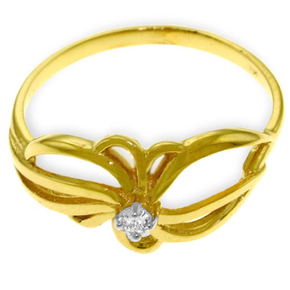 14K. SOLID GOLD RING WITH NATURAL DIAMOND - Picture 2 of 4